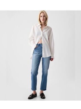 GAP Cheeky Straight-Leg Highrise Denim Jeans in Light/Medium-Blue Wash 31